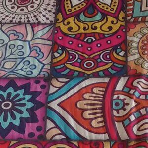 E) Mandala design fabric - polyester/spandex (end of roll, last lenghts)